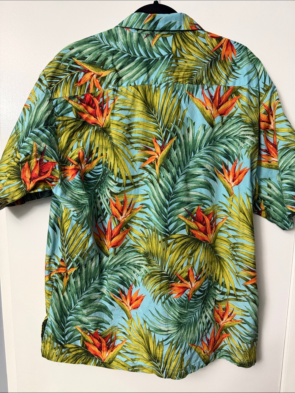 Tori Richard Uniforms Tropical Leaf & Orange Bird-of-Paradise Aloha Shirt - XL - Picture 7 of 9